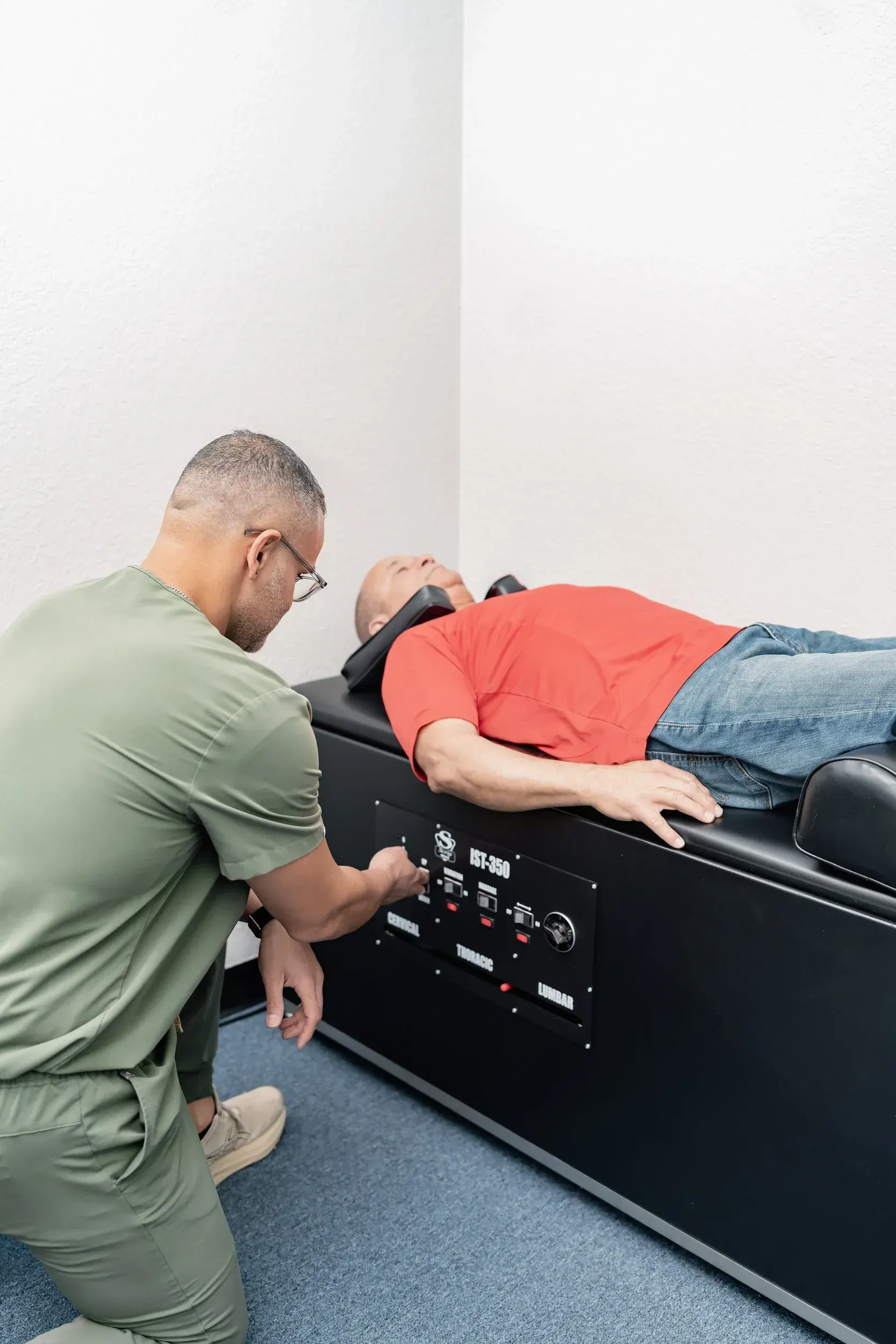 Intersegmental traction roller table used at Bensa Chiropractic and Wellness Bradenton